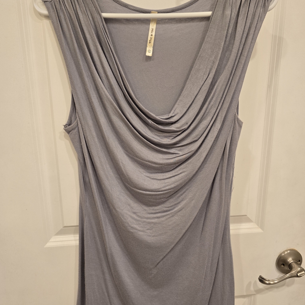 Elegant Gray Drape Neck Top
